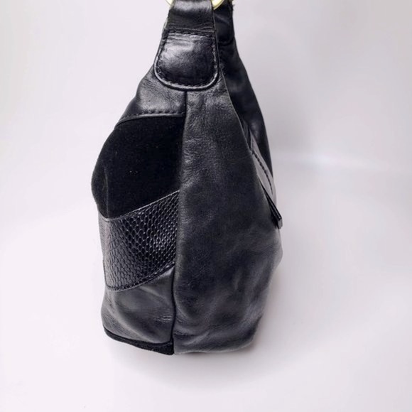 Sereta Black Leather and Suede Mix Shoulder Purse - Picture 7 of 14